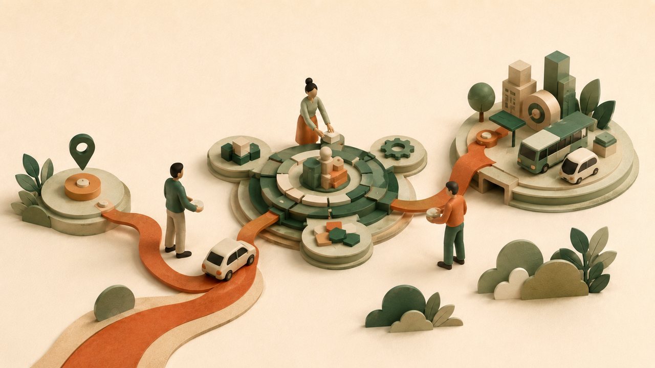 Illustration Camin Pulse d'une mission Carlili : les flux mobilité, produit, tech et opérations convergent vers un pilotage commun