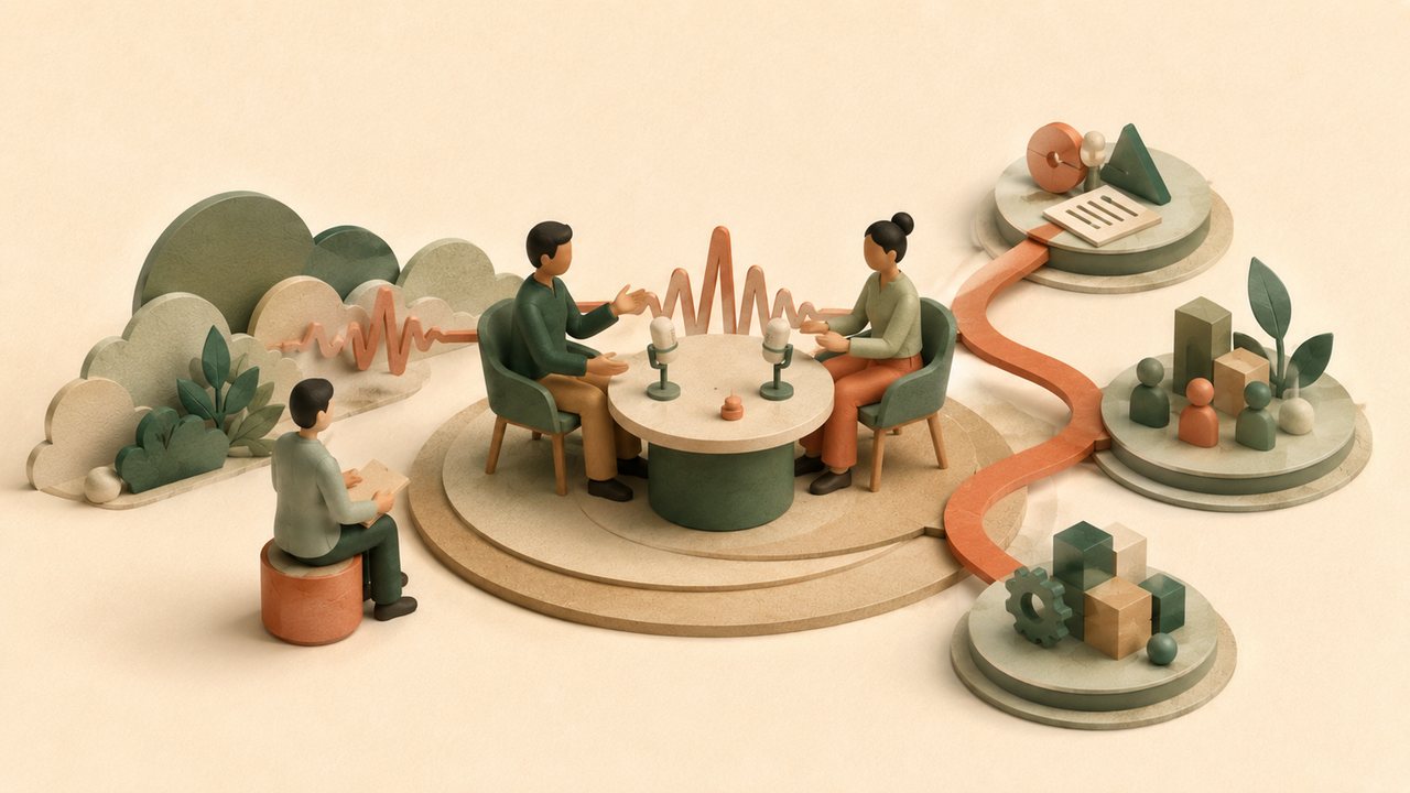 Illustration Camin Pulse du podcast CAMINumérique : une conversation relie produit, technologie, équipes et transformation