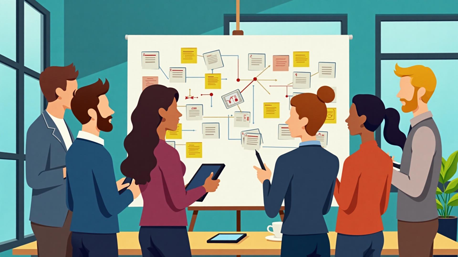 Équipe alignée autour d'une roadmap collaborative